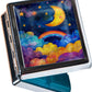 8‑Compartment Metal Pill Box Organizer – Portable Medicine Case 3″×2.6″ | Food‑Grade Dividers | Secure Snap Button Lid | Travel & Gift for Seniors (Dreamy Moon and Rainbow Skies)