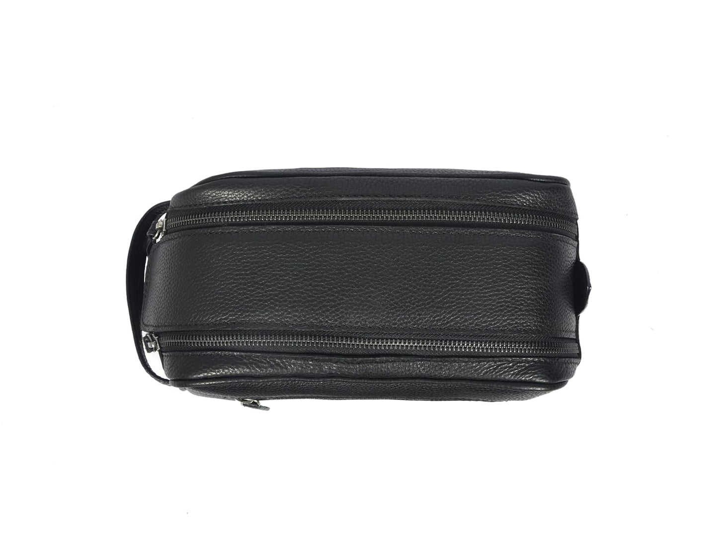 10" Premium Leather Toiletry Travel Pouch With Waterproof Lining | King-Size Handcrafted Vintage Dopp kit By Aaron Leather Goods (Jade Black) - Roamly
