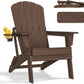 Folding Adirondack Chair with Cup Holder, HDPE Patio Chairs, All-Weather Outdoor Chairs for Backyard, Deck, Fire Pit-Coffee