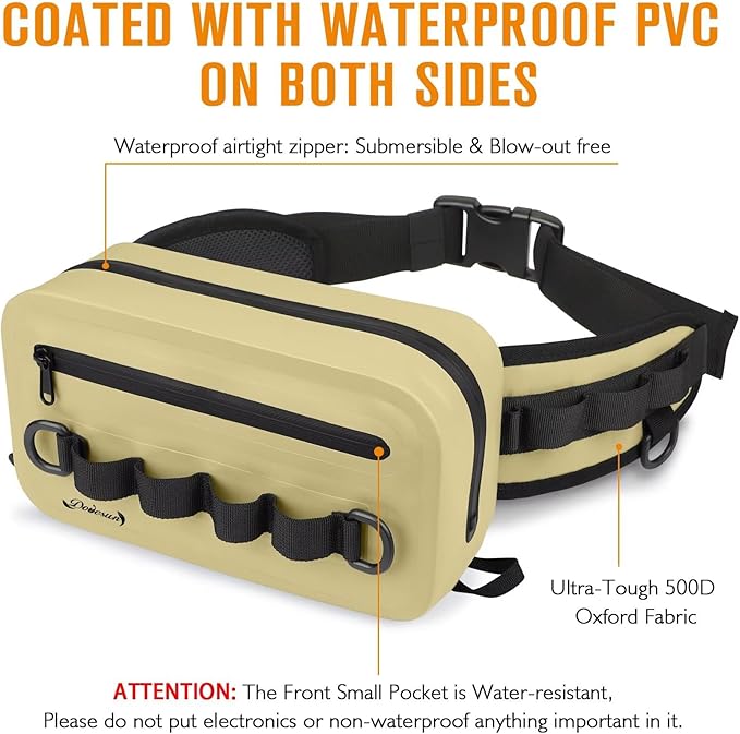 Dovesun Waterproof Fishing Fanny Pack for Men 3.3L Fly Fishing Bag Chest Pack with Airtight Zipper