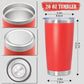 20 oz Tumbler Coffee Tavel Tumblers Bulk with Lid Stainless Steel Double Wall Vacuum Insulated Mug Powder Coated Cups fit Car Cupholder for Hot and Cold - Red, 8Pack