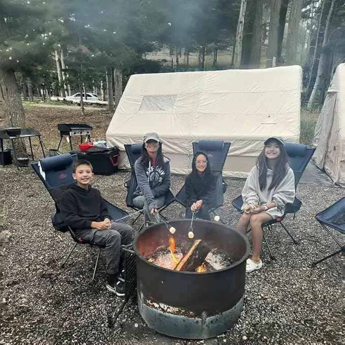 Inflatable Camping Tents 8-10 Person,129 Square Feets Large Inflatable Camping Tent with Stove Jack,Blow up Tent with Mesh Windows & Pump