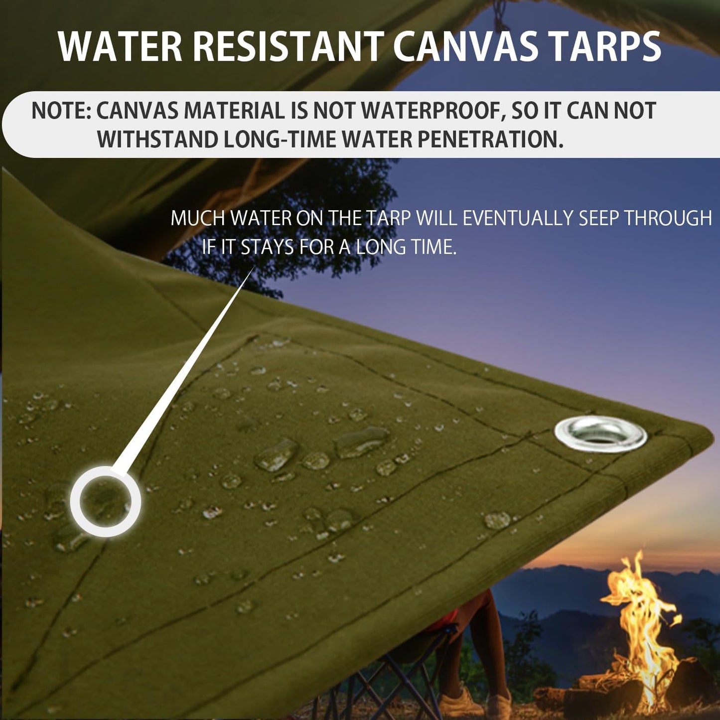 FoundGo Canvas Tarp 8x12ft Heavy Duty Waterproof Tarps with Grommets, UV Resistant, 22 Mil Tarpaulin,14 oz Durable Cloth Covers for Car, Roof, Boat, Camp, Canopy, Woodpile with Ropes-Moss
