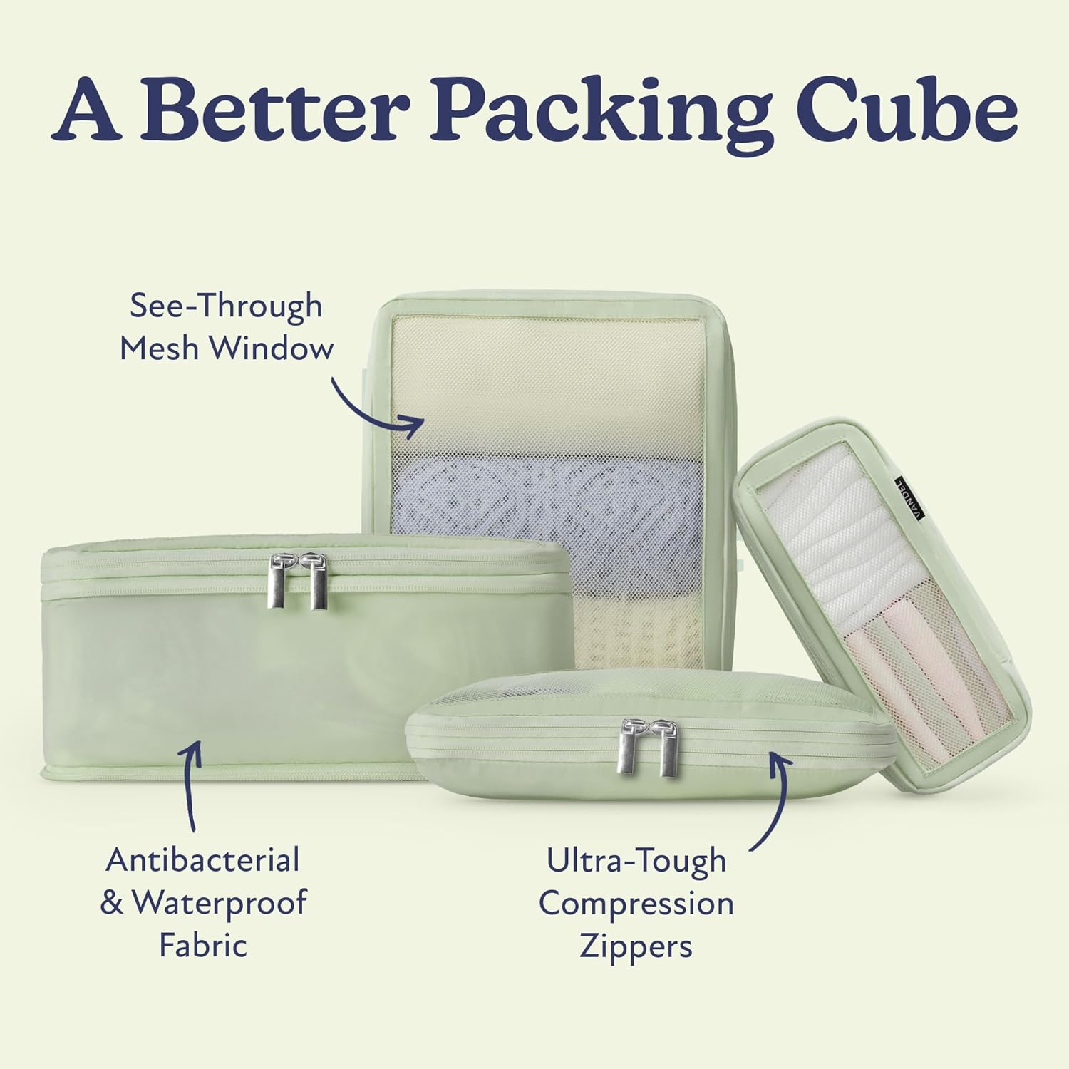Vandel Space-Saving Compression Packing Cubes for Women, Men, Compressible Carry On Suit Case Organizer Luggage Packing Cubes for Travel Organizer Bags for Luggage and Backpacks, Suitcase Cube - Roamly