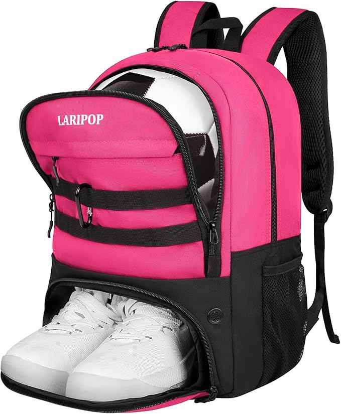 LARIPOP Soccer Backpack Soccer Bag with Ball Holder & Shoe Compartment Youth Sports Equipment Training Bag