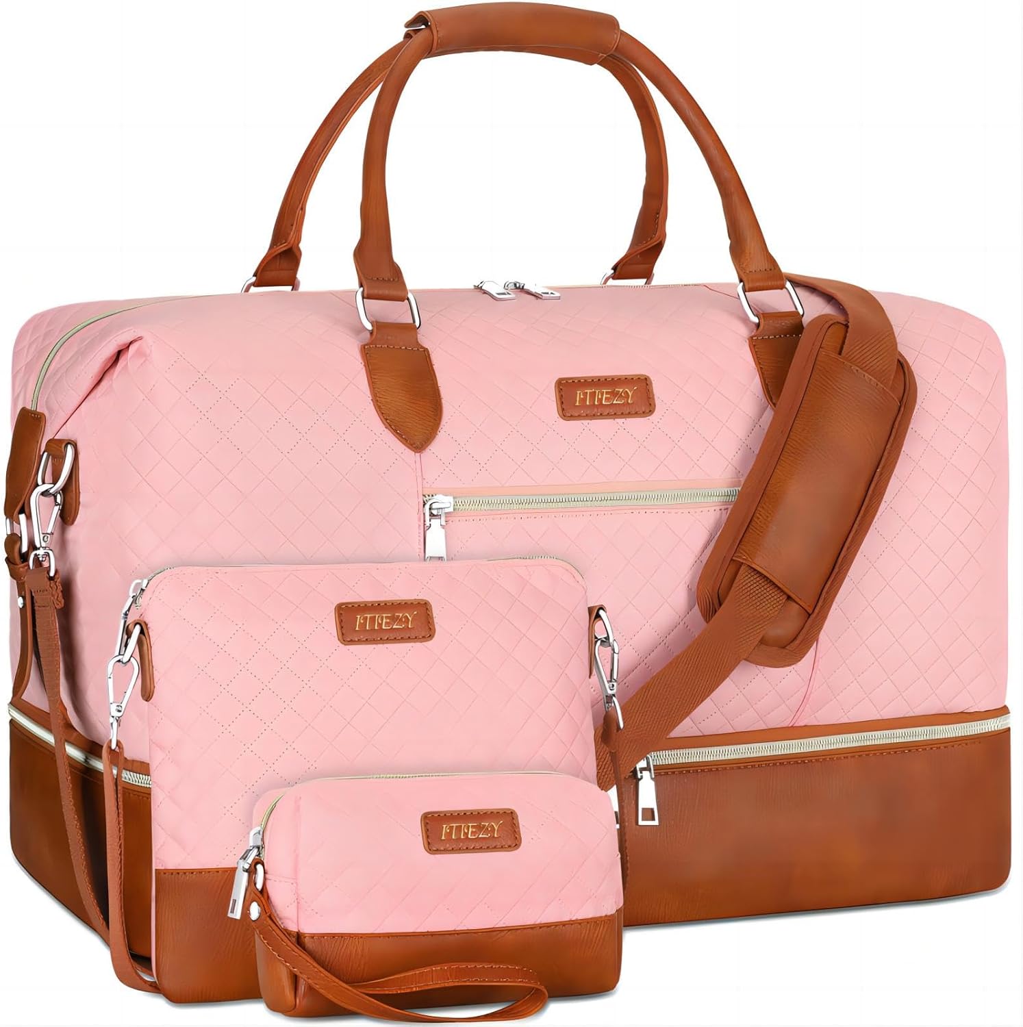 Weekender Bag for Women, Travel Duffel Bag Carry On Overnight Bag with Shoe Compartment Large Nylon Travel Weekend Tote Bag - Roamly