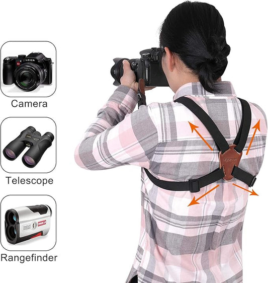 Vigorport Camera Strap,Cross Shoulder Straps for Binoculars, Rangefinders,Harness Strap Compatible with Canon, Nikon, Sony and DSLR SLR Cameras-Brown