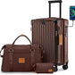 Joyway 20in Carry On Luggage with Cup Holder and USB Port, 25% Expandable Capacity, Smart Suitcase Set with Anti Slip Wheels and Handbag, Perfect for Men and Women (Coffee, Carry-On 20-Inch Handbag)