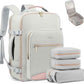 LOVEVOOK Travel Backpack for Women & Men 50L,Airline Approved Carry On Backpack Travel Essentials,TSA Carry on Luggage,Waterproof Personal Item Travel Bag,Suitcase with 3 Packing Cubes,Light gray-Pink
