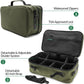 Large Storage Case with TSA Combination Lock Bag, Portable Carbon Lined, XL Medicine Lockable Box for Travel & Home Secured Box Organizer Divider Jars Accessories, Removable Tray (Green)