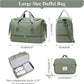 Large Travel Duffle Bag,Carry on Overnight Weekend Bag with Shoes Compartment,Weekender Bags for Women for Travel Business Trips Sport Hospital,2Pcs,Olive Green