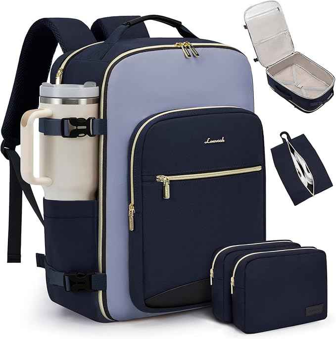 LOVEVOOK 50L Travel Backpack for Women & Men, Airline Approved Carry On Luggage with 3 Packing Cubes, TSA Overnight Bags, Waterproof Personal Item Bag, Weekender Essentials Backpacks fits 17" Laptop