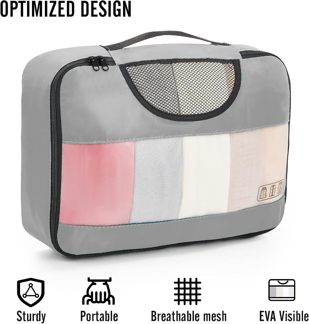 Veken 8 Set Packing Cubes for Travel Essentials, Suitcase Organizer Bags in 4 Sizes, Carry-On Luggage Accessories with Large Laundry & Hanging Toiletry Bag, Must-Have for Airplane, Road Trip & Camping - Roamly