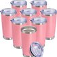 20 oz Tumbler Coffee Tavel Tumblers Bulk with Lid Stainless Steel Double Wall Vacuum Insulated Mug Powder Coated Cups fit Car Cupholder for Hot and Cold - Pink, 8Pack