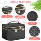 Large Makeup Bag with Mirror Double Layer Travel Make Up Organizer Case, Large Capacity Coemetic Bag with Brush Slot Divider