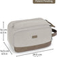 WANDF Toiletry Bag for Men Travel Toiletry Organizer Canvas and Leather Dopp Kit Water-Resistant Shaving Bag for Travel Accessories (Cream Beige, Large) - Roamly