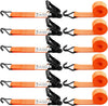 6 Pack 2 inch Ratchet Straps Heavy Duty J Hook 2 in x 15ft with Strong Ratcheting, Cargo Load Tie Down Strap 2200lbs Working Load for Trucks Orange