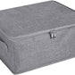 ANMINY Storage Bins with Zipper Lids 13 Qt Lidded Fabric Storage Boxes Baskets Cubes with Handles Collapsible Washable Cotton Linen Closet Shelf Clothes Organizer Containers - Gray, Small
