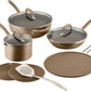 Circulon A1 Series with ScratchDefense Technology Nonstick Induction Pots and Pans, Metal Utensil Safe, Includes Splatter Guard, Slotted Turner and Silicone Trivets, 10 Piece Cookware Set - Champagne