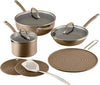 Circulon A1 Series with ScratchDefense Technology Nonstick Induction Pots and Pans, Metal Utensil Safe, Includes Splatter Guard, Slotted Turner and Silicone Trivets, 10 Piece Cookware Set - Champagne