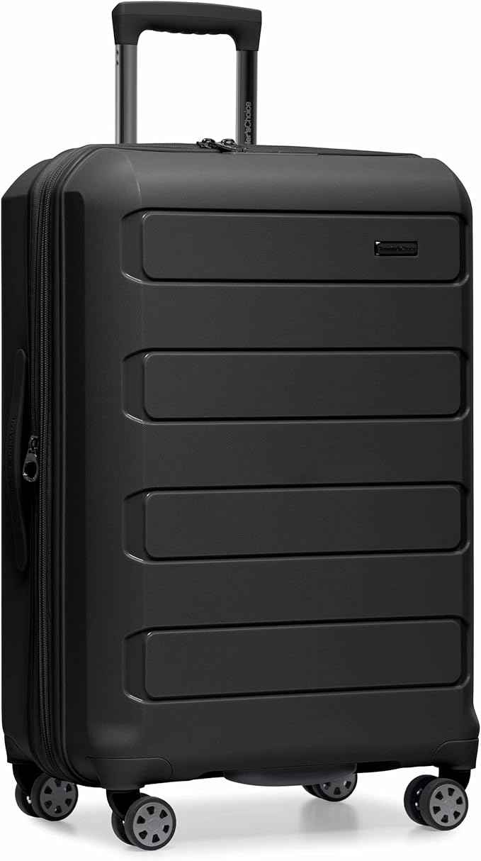 Traveler's Choice Pagosa Hardshell Expandable Luggage with Spinner Wheels, Black, 26-Inch Medium