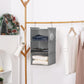 MAX Houser 3 Tier Shelf Hanging Closet Organizer, Space Saver,Closet Hanging Shelf with 2 Sturdy Hooks for Storage, Foldable (Grey)