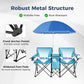 Goplus Double Camping Chair with Umbrella, Folding Loveseat Chairs w/Canopy Shade, Carrying Bag, Table, Cup Holder, Portable Beach Chairs Outdoor Picnic Patio (Turquoise)