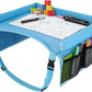 Children Auto Lap Pad - Travel Tray Tablet Holder，Car Seat Lap Tray for Toddlers, Kids，Use on Airplanes, Road Trips, Lap Desk，Tablet Holder and Carry Bag (Blue)