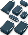 Large Compression Packing Cubes for Travel-Packing Cube Luggage Organizers 7 Piece Set for Checked Luggage-Ultralight, Expandable/Compression Bags by TRIPPED Travel Gear (Navy/White) - Roamly