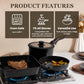 KIKCOIN 22 Pcs Pots and Pans Set Non Stick, Detachable Handle Cookware Sets Nonstick, RV Kitchen Cooking Set with Removable Handles, Frying Pans - Induction/Dishwasher/Oven Safe (Black)