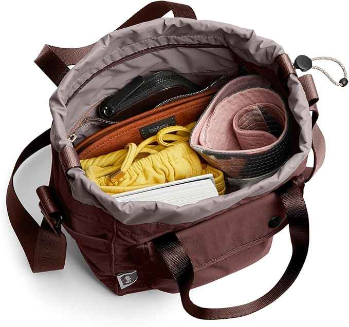 Bellroy Cinch Bucket Bag (compact 9 liter lightweight crossbody bag with external organization, internal zip pocket, adjustable shoulder strap, and adapts to be carried three ways) - Burgundy