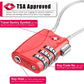 ZHEGE TSA Locks for Luggage 3 Digit Cable Padlock with Alloy Body for Suitcase, Baggage, Backpack, Pistol Case (2 Pack, Red)
