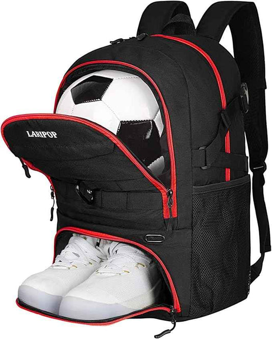 LARIPOP Soccer Backpack Soccer Bag with Ball Holder & Shoe Compartment Youth Sports Equipment Training Bag