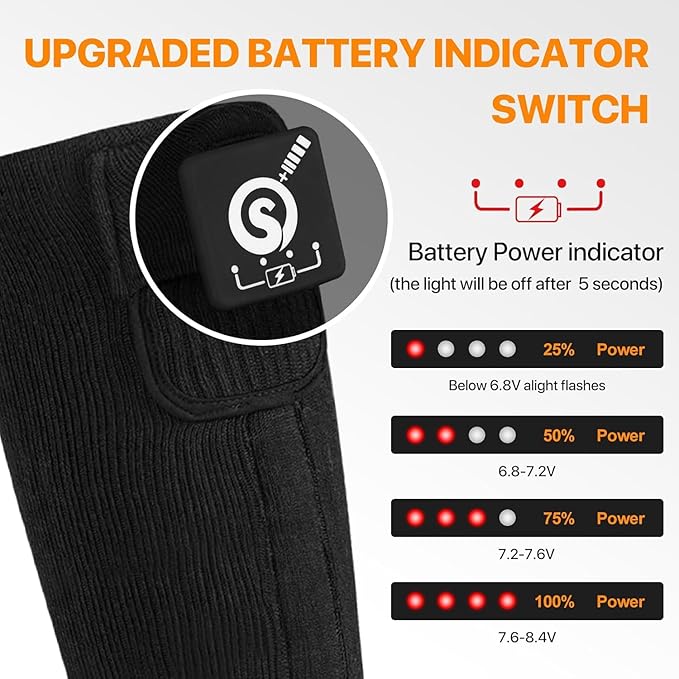 SNOW DEER Upgraded Rechargeable Electric Heated Socks,7.4V 2200mAh Battery Powered Cold Weather Heat Socks for Men Women,Outdoor Riding Camping Hiking Motorcycle Skiing Warm Winter Socks
