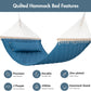 ANOW Quilted Hammock with Spreader Bars and Detachable Pillow, Large Hammock for Outdoors Indoors, 450 LBS Weight Capacity, Blue