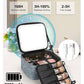 Relavel Travel Makeup Bag With LED Mirror for Women, Cosmetic Organizer Bag with Adjustable Brightness in 3 Color Scenarios, Detachable Dividers, Waterproof Train Case for Daily - Dark Blue FLowers