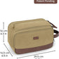 WANDF Toiletry Bag for Men Travel Toiletry Organizer Canvas and Leather Dopp Kit Water-Resistant Shaving Bag for Travel Accessories (Classic Khaki, Large) - Roamly