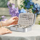 Vlando Travel Jewelry Case for Women Girls Mothers, PU Leather Portable Small Jewelry Box for Rings, Necklaces, Bracelets, Earring Holder Organizer Storage for Travel, Bridesmaid Gifts - Silver