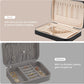 Lolalet Travel Jewelry Case for Women, Travel Jewelry Organizer Box with Mirror & Clear Storage Bag, Small Portable Traveling Earring Necklace Bracelet Ring Case, Bridesmaid Gifts -Large, Black