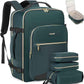 LOVEVOOK Travel Backpack for Women & Men 40L,Airline Approved Carry On Backpack Travel Essentials,TSA Carry on Luggage,Waterproof Personal Item Travel Bag,Suitcase with 3 Packing Cube,Dark green-Black