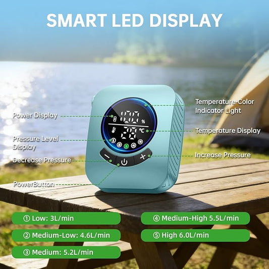 8000mAh Portable Camping Shower, Upgrade Rechargeable Electric Shower Pump with 5 Gallon Bucket, Intelligent LED Display,Portable Shower for Outdoor