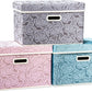 PRANDOM Collapsible Storage Cubes with Lids Fabric Decorative Storage Bins Boxes Organizer Containers Baskets with Cover Handles for Bedroom Closet Living Room 14.9x9.8x9.8 Inch 3 Pack