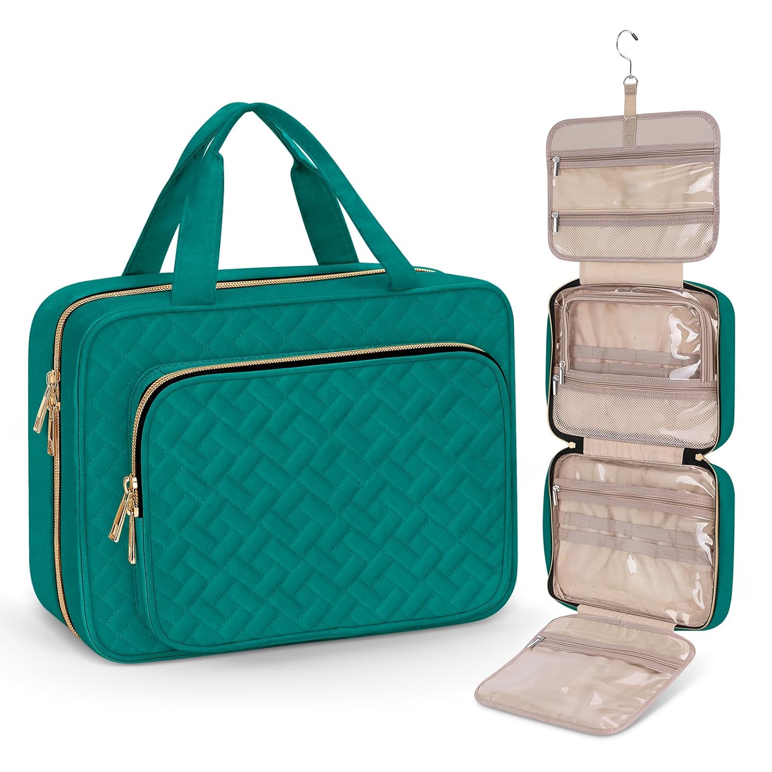 Wedama Toiletry Bag for Women, Large Cosmetic Travel Bag, Hanging Toiletry Bag for Bathroom, Thickened PVC Waterproof Travel Makeup Bag, Toiletries Bag for Travel Business Trips and Camping - Roamly