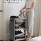 SOLEDI Slim Laundry Hamper with Lid, Narrow Laundry Basket with Removable Bags, Dirty Clothes Hamper with handle, Small Hamper perfect for Laundry room, Bathroom, Bedroom, Small spaces. 70L Grey