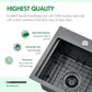 Kitchen Sink, 15 x 15 x 10 inch Kitchen Sinks Small Bar Prep Sink 16 Gauge Gunmetal Black Drop in Kitchen Sink Single Bowl Workstation Sink with Cutting Board
