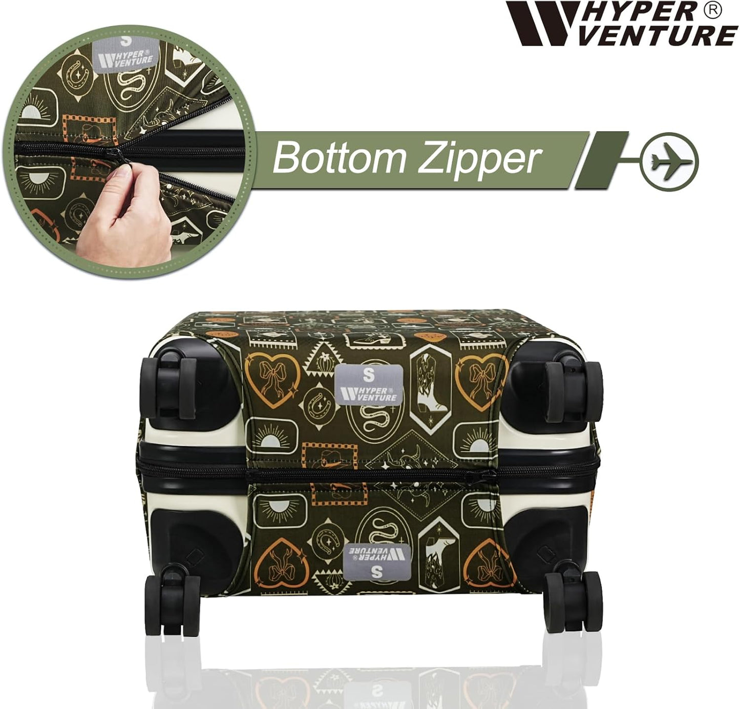 HYPER VENTURE Washable Luggage Cover - Fashion Suitcase Protector Fits 23-26 Inch Luggage (Wilderness Mark, M)