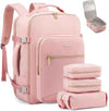 LOVEVOOK Travel Backpack for Women & Men 50L,Airline Approved Carry On Backpack Travel Essentials,TSA Carry on Luggage,Waterproof Personal Item Travel Bag,Suitcase with 3 Packing Cubes,Pink-Pink