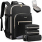 LOVEVOOK Travel Backpack for Women & Men 50L,Airline Approved Carry On Backpack Travel Essentials,TSA Carry on Luggage,Waterproof Personal Item Travel Bag,Suitcase with 3 Packing Cubes,Black-Grey
