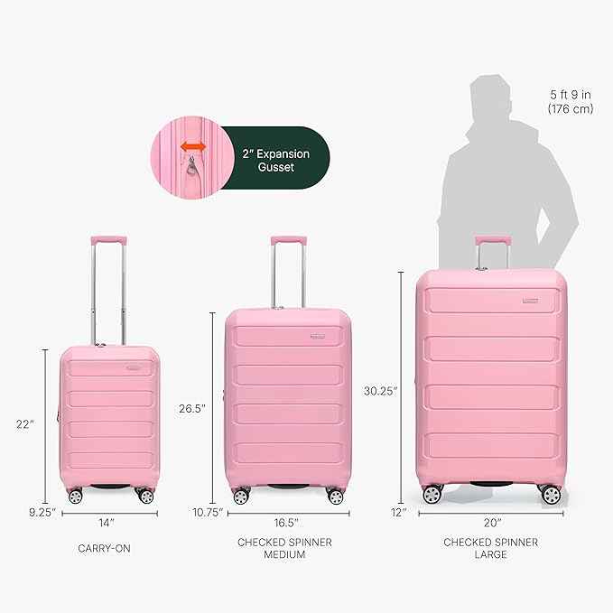 Traveler's Choice Pagosa Hardshell Expandable Luggage with Spinner Wheels, Pink, 30-Inch Large