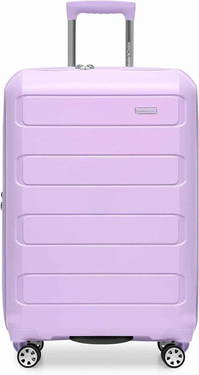 Traveler's Choice Pagosa Hardshell Expandable Luggage with Spinner Wheels, Lavender, 26-Inch Medium